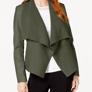 Bar III drape front faux leather jacket (IN BLACK)